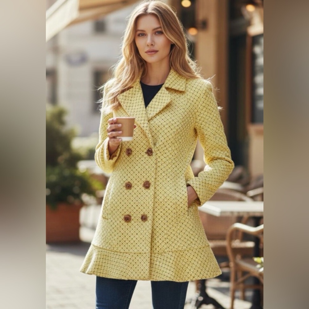 Cabi Elegant Yellow Double-Breasted Women's Coat retails $250